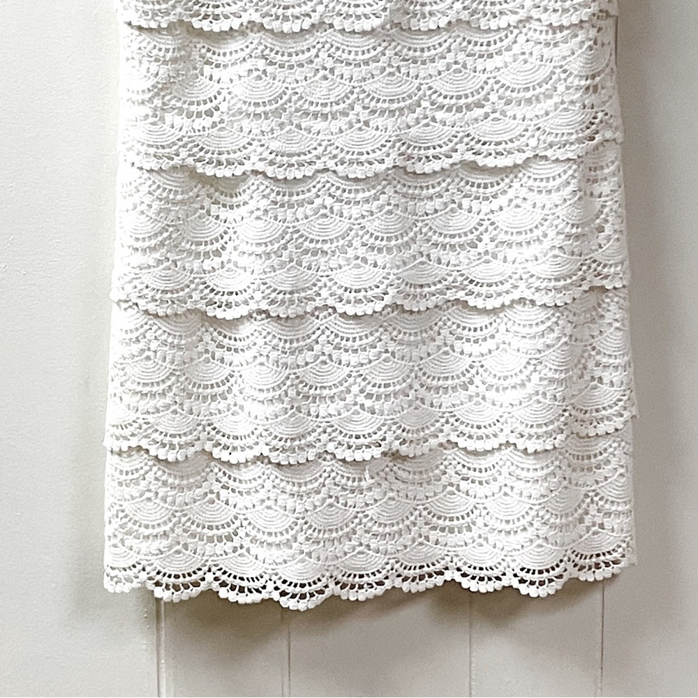 WHBM Womens White Crocheted Lace Dress SZ 4 Feminine Bridal Shower Coquette Boho - Picture 6 of 10